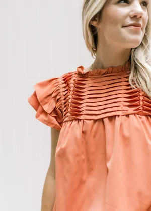 X Persimmon Twisted Pleat Top