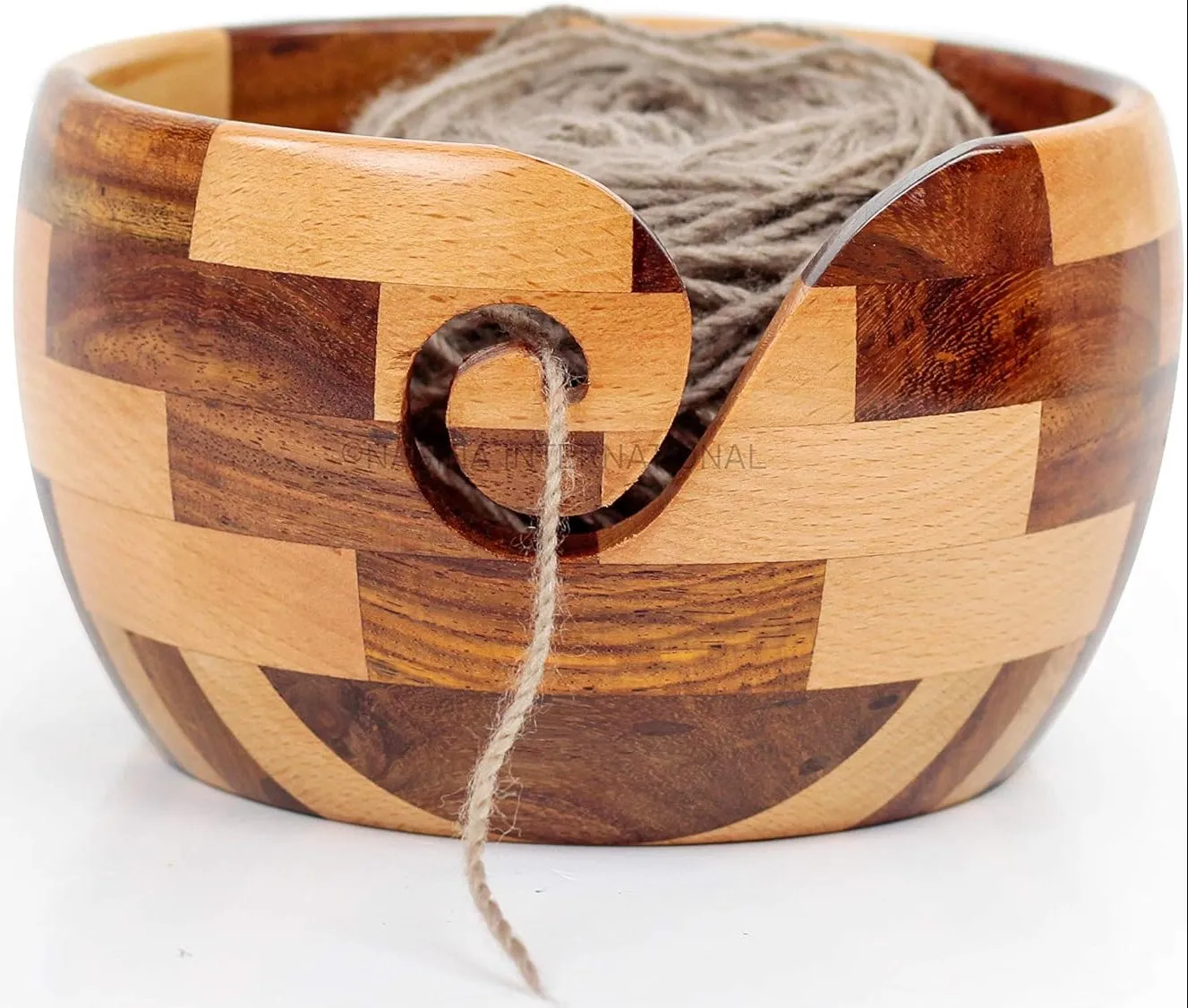 Yarn Bowl - Nagina International Mixed Turmeric & Rosewood (6" x 6" x 3")