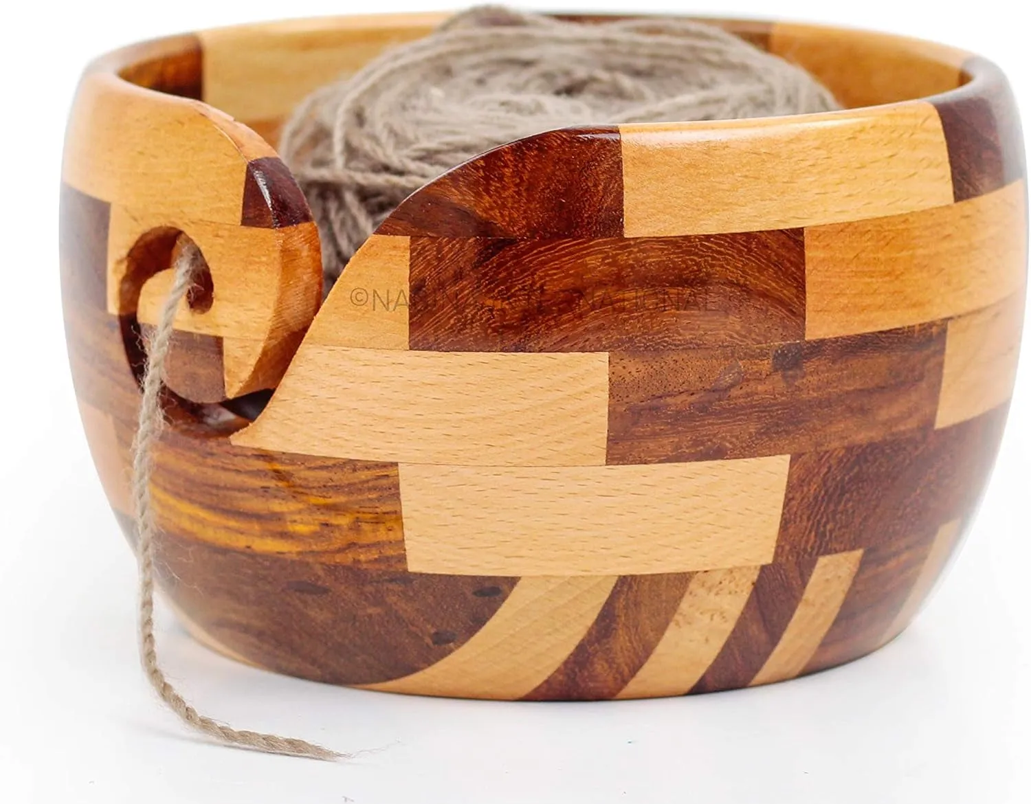 Yarn Bowl - Nagina International Mixed Turmeric & Rosewood (6" x 6" x 3")