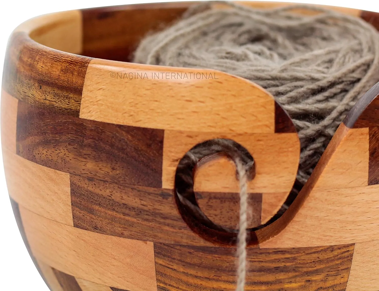 Yarn Bowl - Nagina International Mixed Turmeric & Rosewood (6" x 6" x 3")