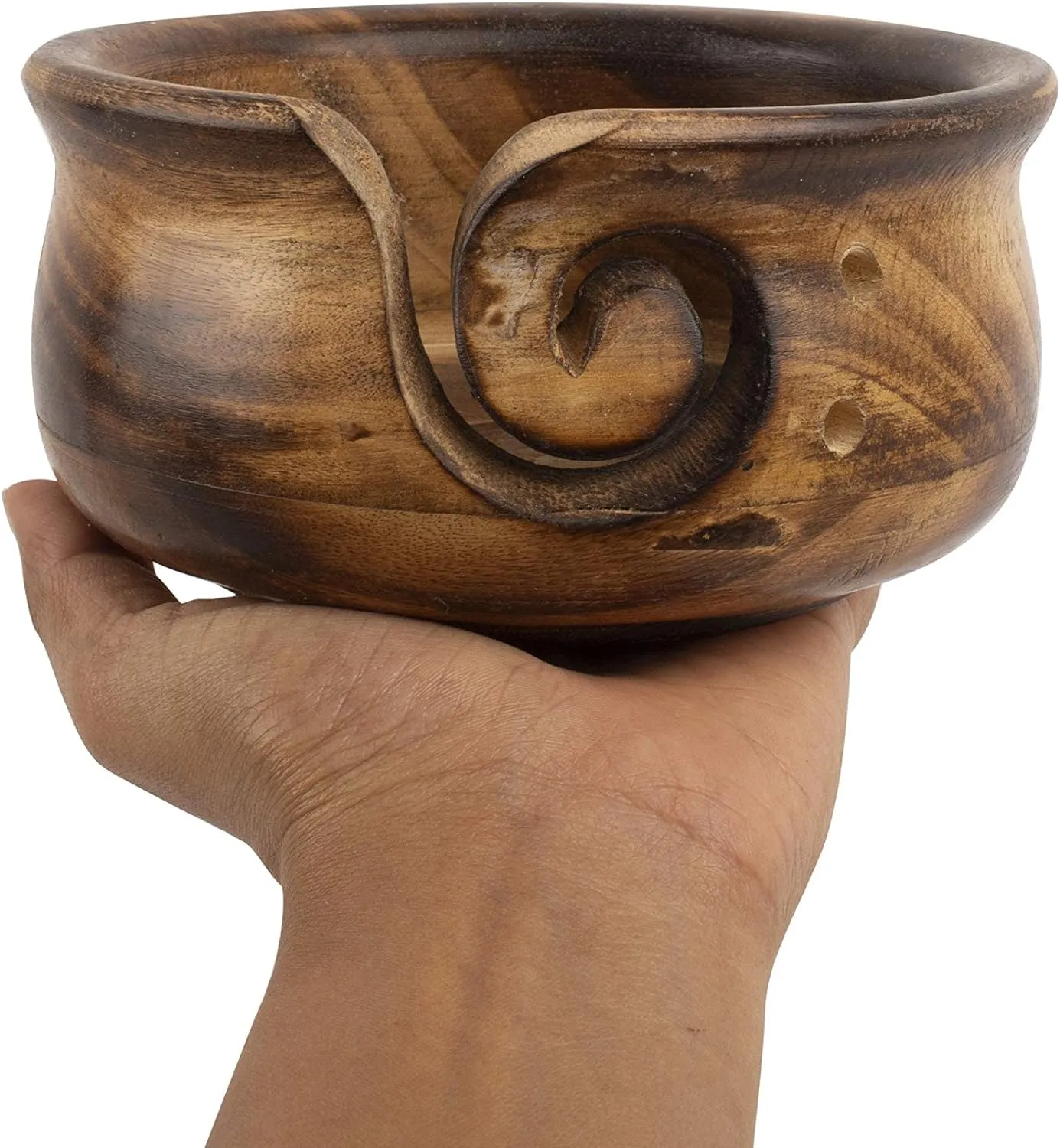 Yarn Bowl - Wooden Flared Top - (6" x 3")