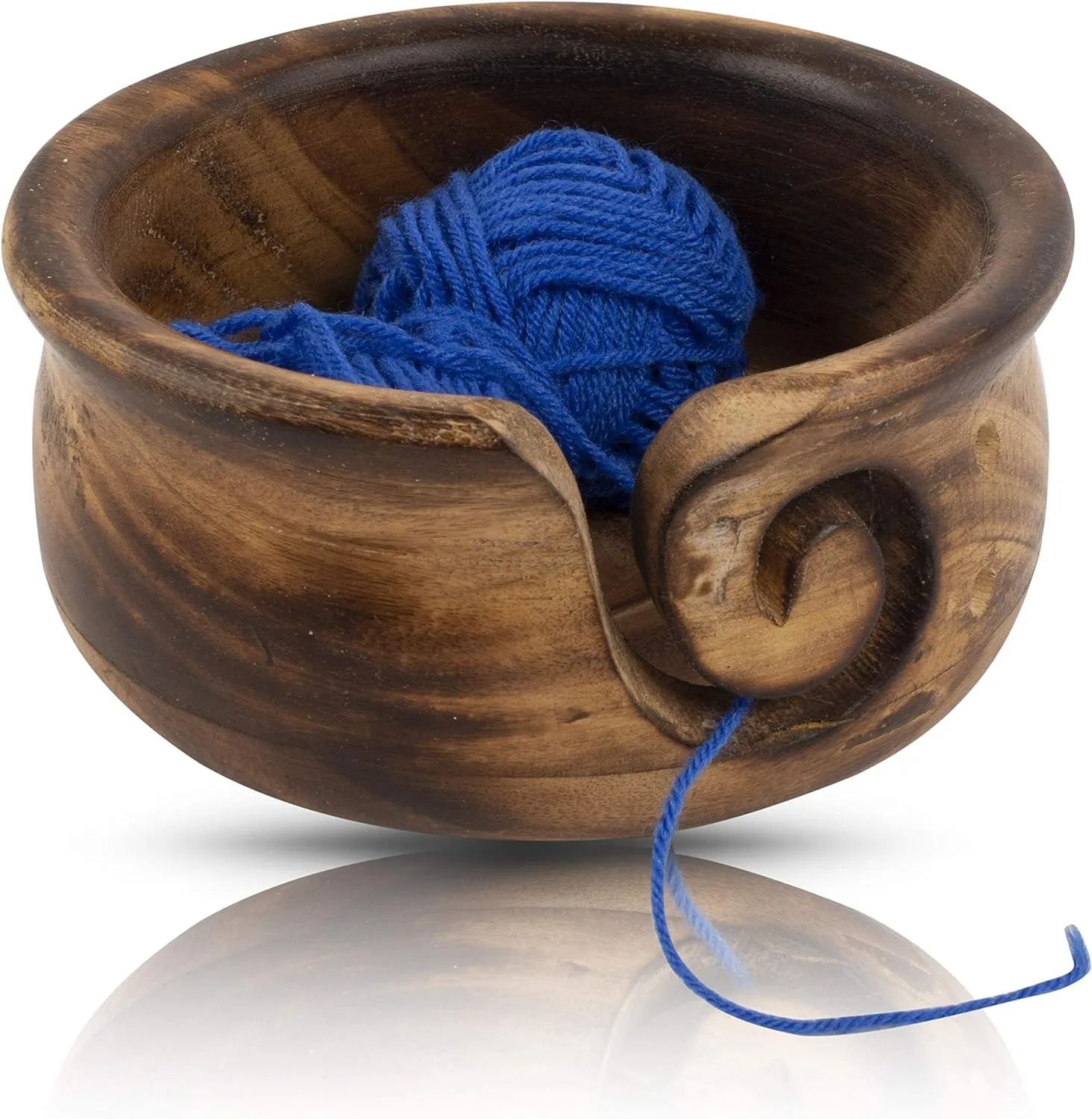 Yarn Bowl - Wooden Flared Top - (6" x 3")