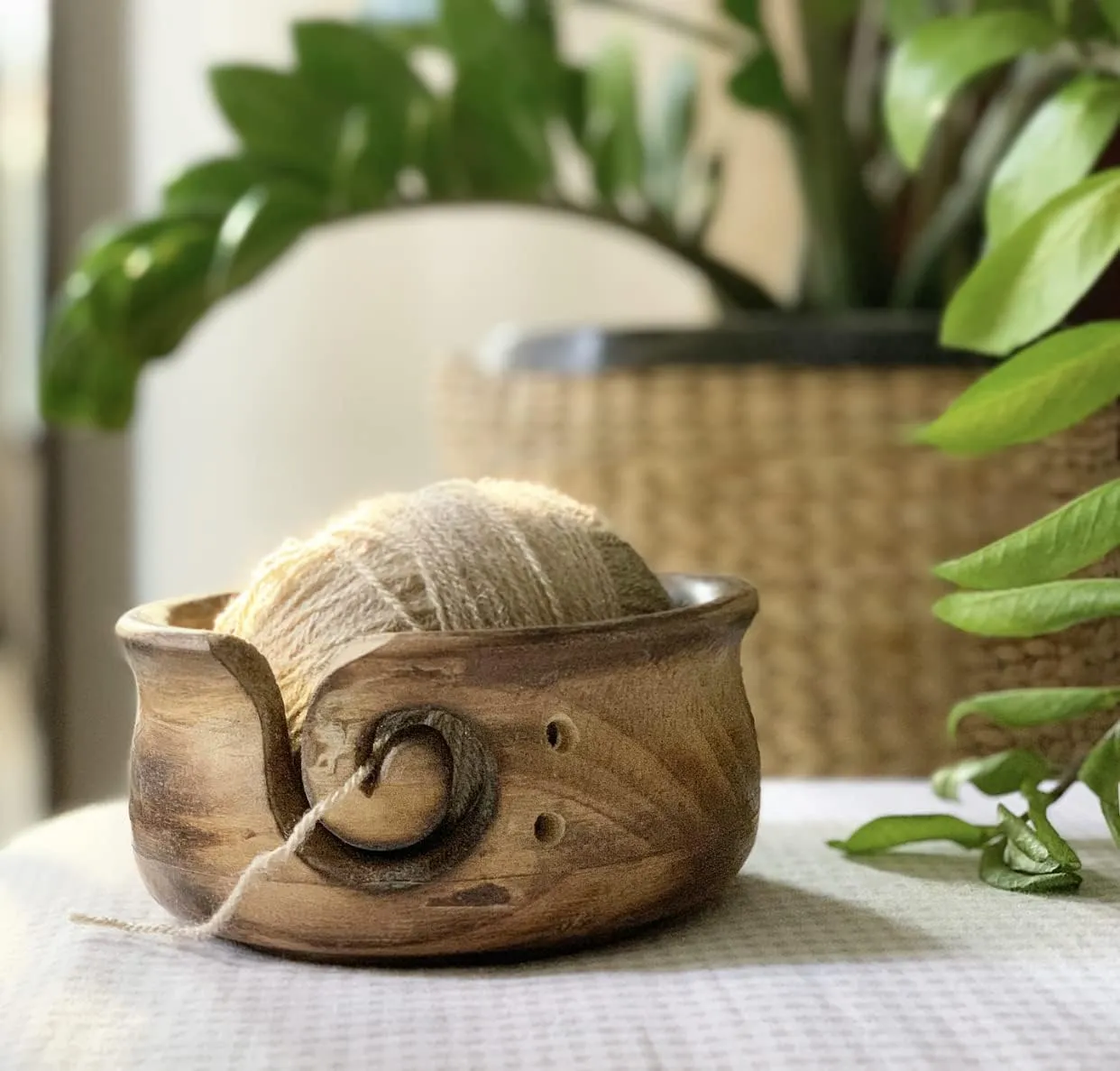 Yarn Bowl - Wooden Flared Top - (6" x 3")