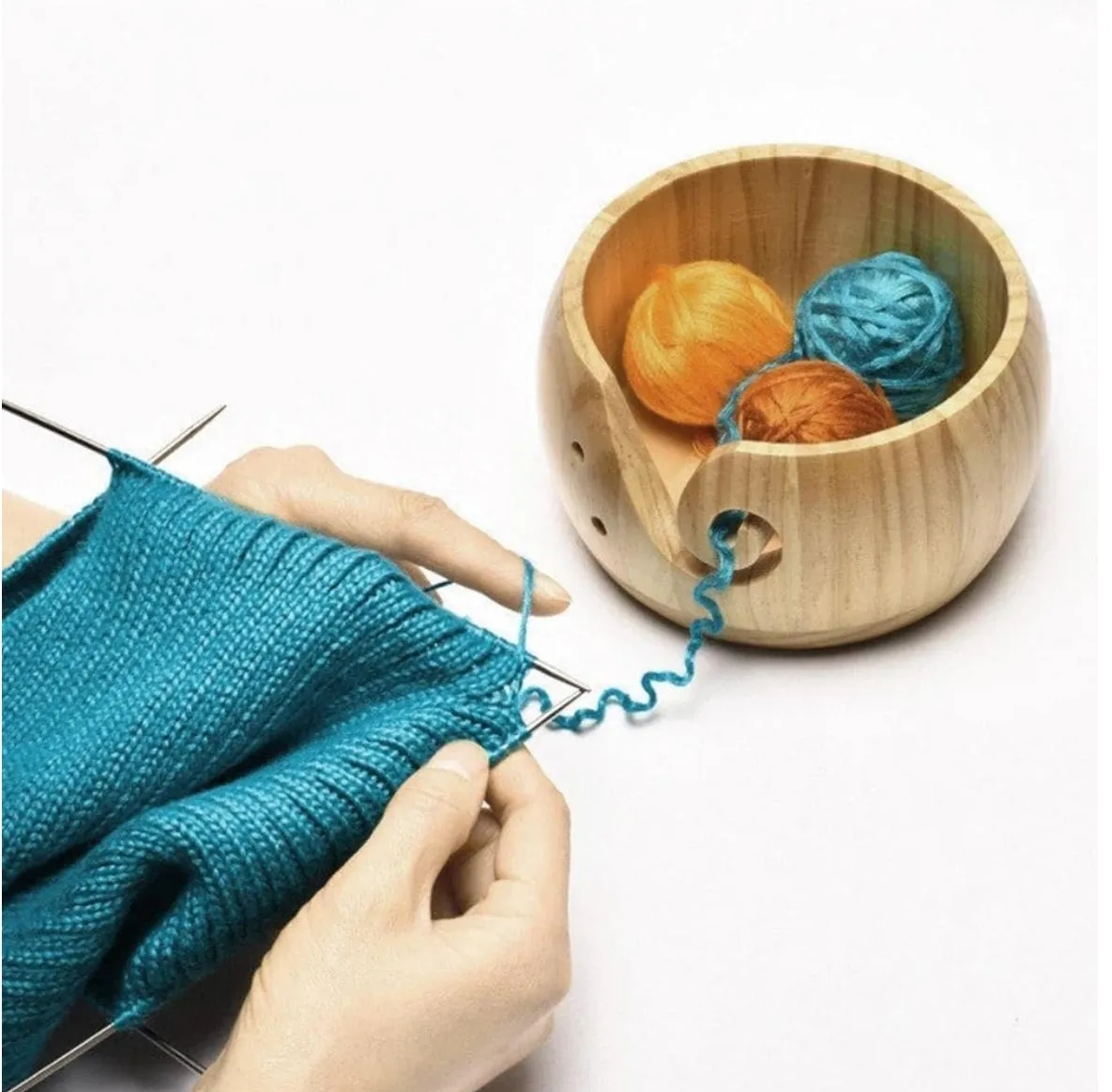 Yarn Bowl - Wooden Light Colored (5.9x5.9x3)