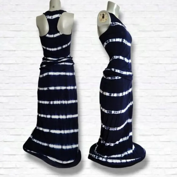 Young Fabulous &amp; Broke Cobalt Blue Tie Dye Slouchy Tank Maxi Dress Size XS