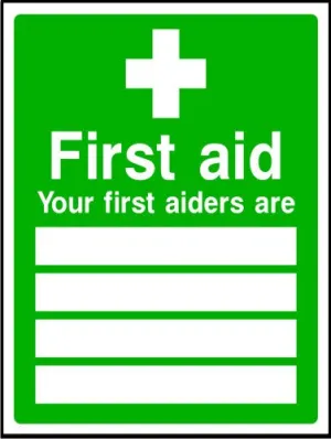 Your first aiders list sign