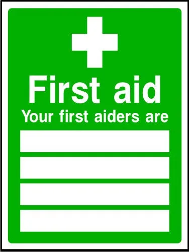Your first aiders list sign