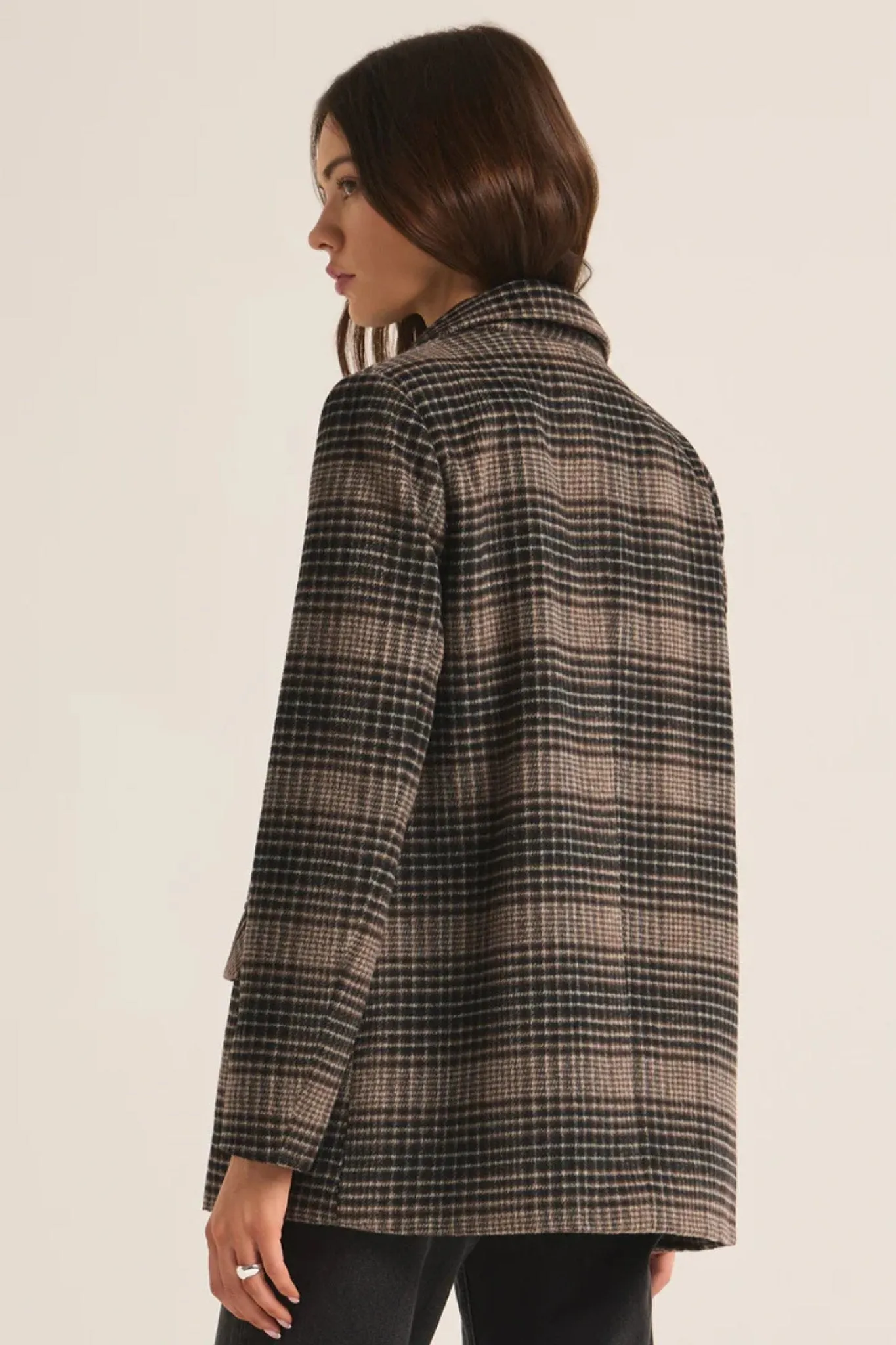 Z Supply: Kingston Relaxed Plaid Blazer in Latte