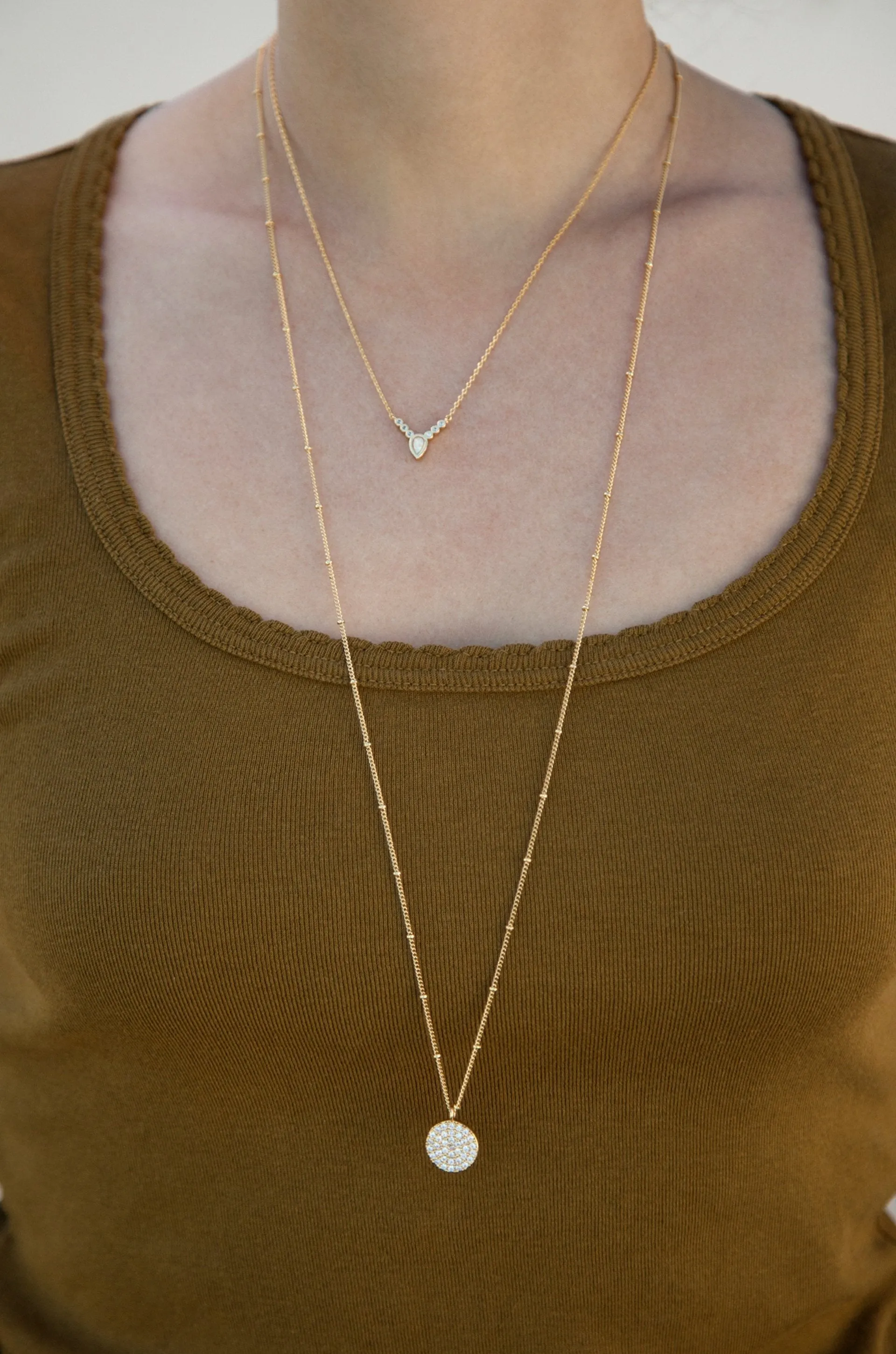 Zoe Delicate Opal and Crystal Coin 18k Gold Plated Layered Necklace